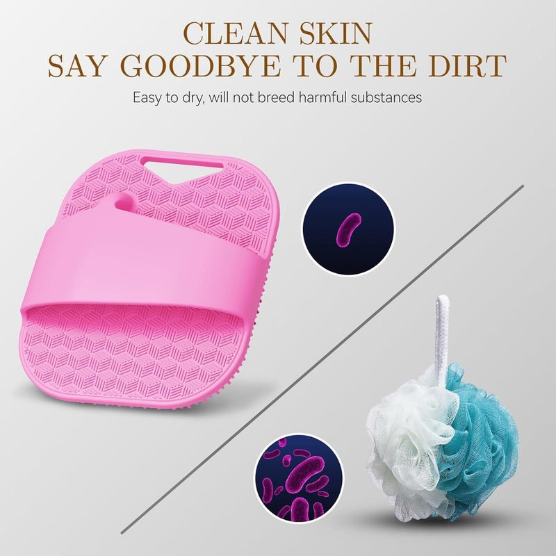 Kpyphm Zinc Infused Silicone Body Scrubber for Women, New Upgrade Deep Exfoliating Body Scrubber for Shower, Silicone Loofah Men for Sensitive Skin with Lathering Bristles and Ergonomic Non-slip Handle, Pink - Image 5